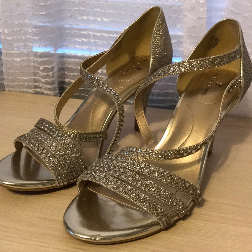 Golden with sparkle heels